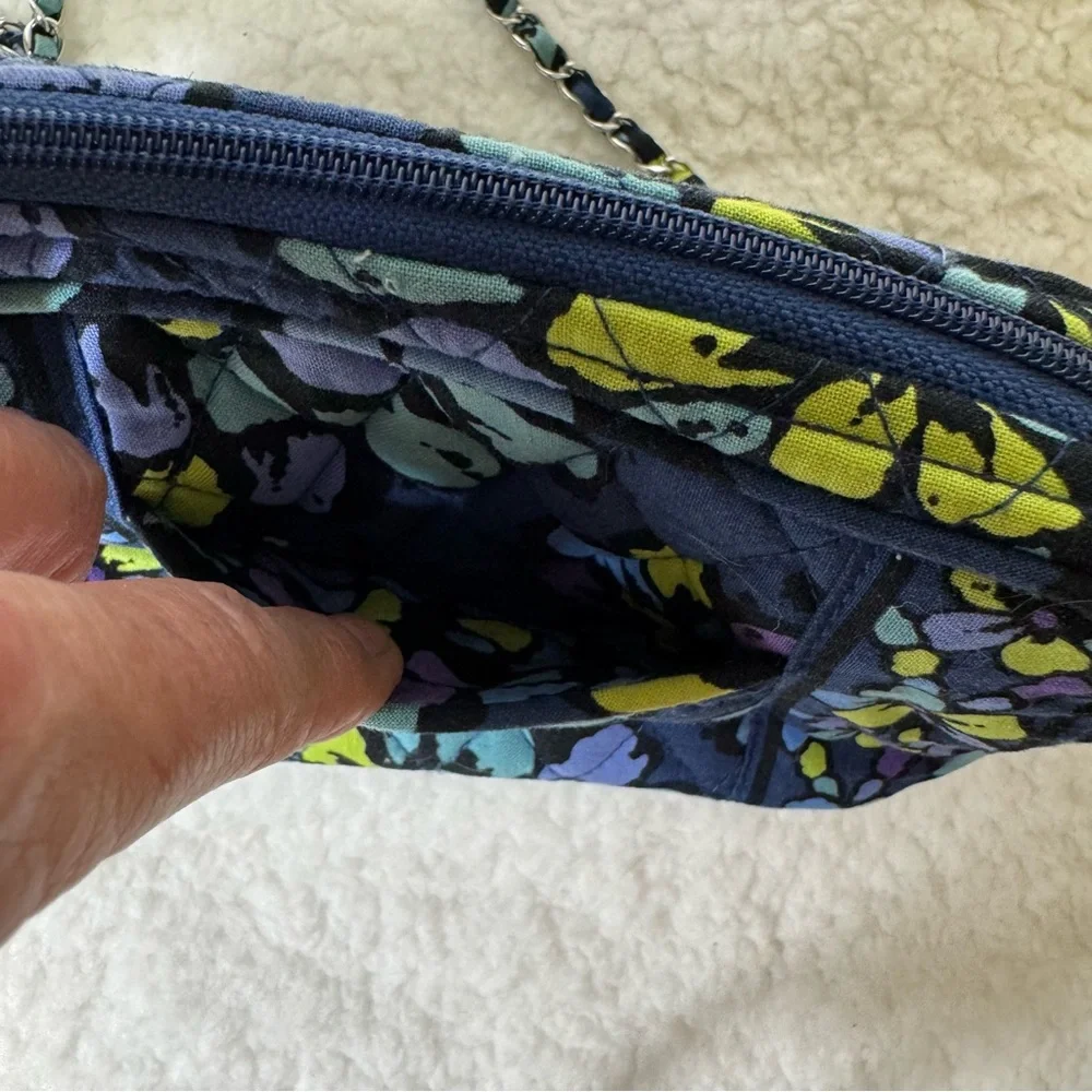 Vera Bradley Mini Quilted Crossbody Bag Blue‎ Floral Chain Strap